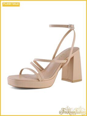Shoe'N Tale Strappy Heels Chunky Platform Sandals Mid-Heel Ankle Strap Square